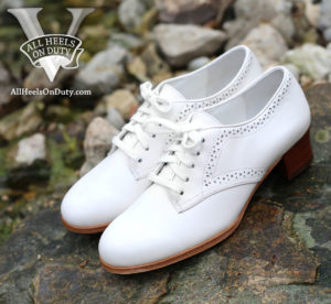 White leather womens tie up service oxfords dance shoes