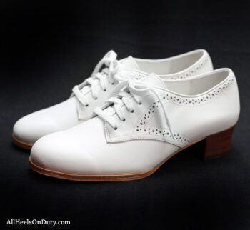 White leather womens tie up service oxfords dance shoes